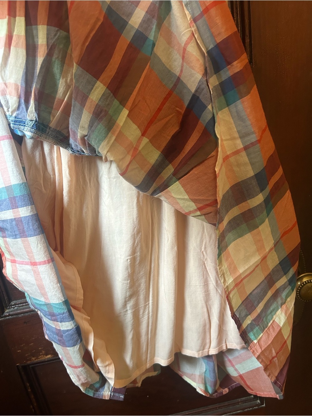 Trovata Birds of Paradis Kristi Dress Market Plaid Boho Flutter Sleeve Cottage - Picture 11 of 13